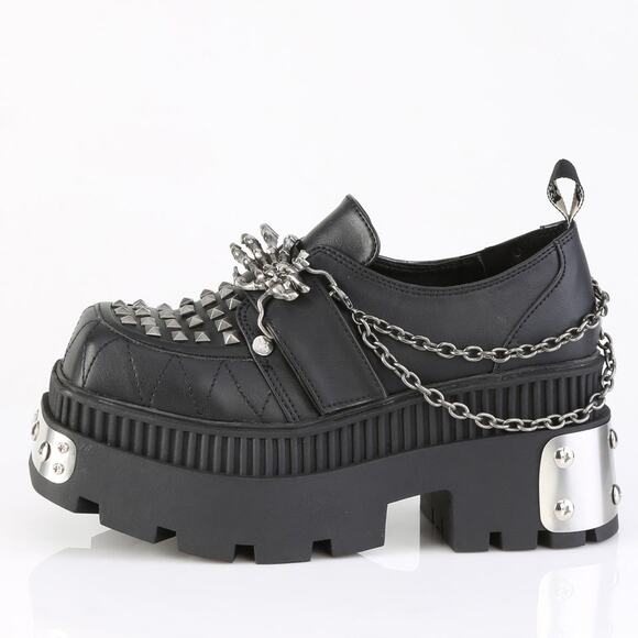 Demonia Wrath 42 Vegan Leather Goth Silver Studded Platform Loafer Shoe Size 8 - Picture 2 of 8